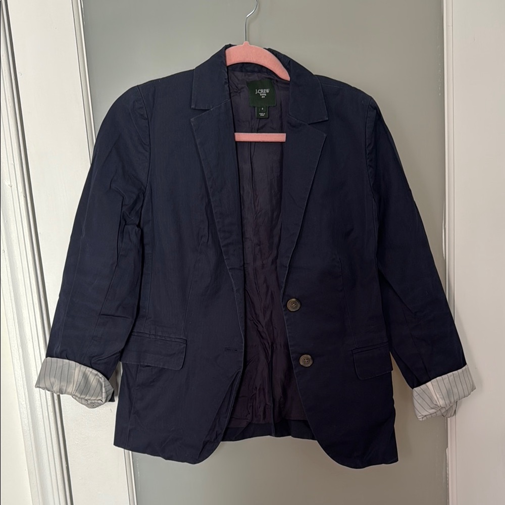 Navy Blazer with Striped Lining